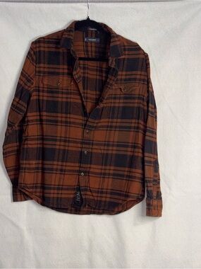Lucky Brand Brown and Black Plaid Button-Down Shirt